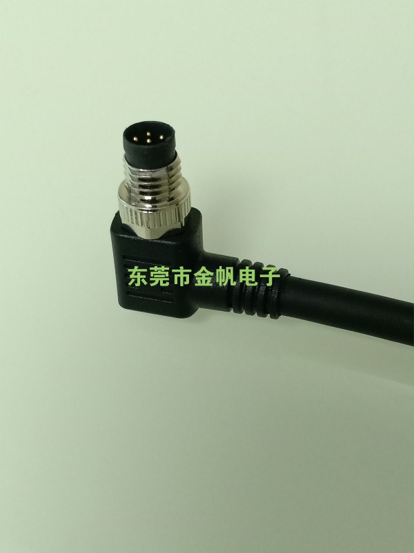 M8 6PIN 弯头 A-CODE 公插头