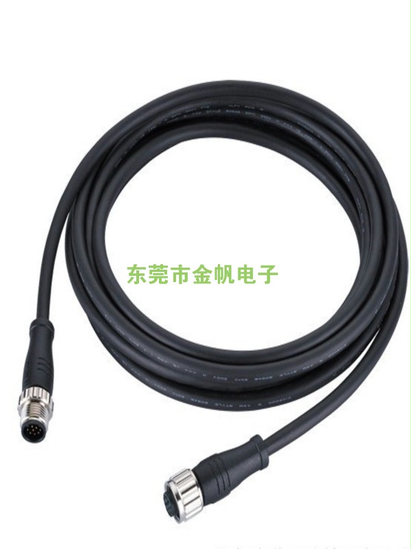 M12 4Pin A-型编码、公头+母头、成型式、屏蔽型